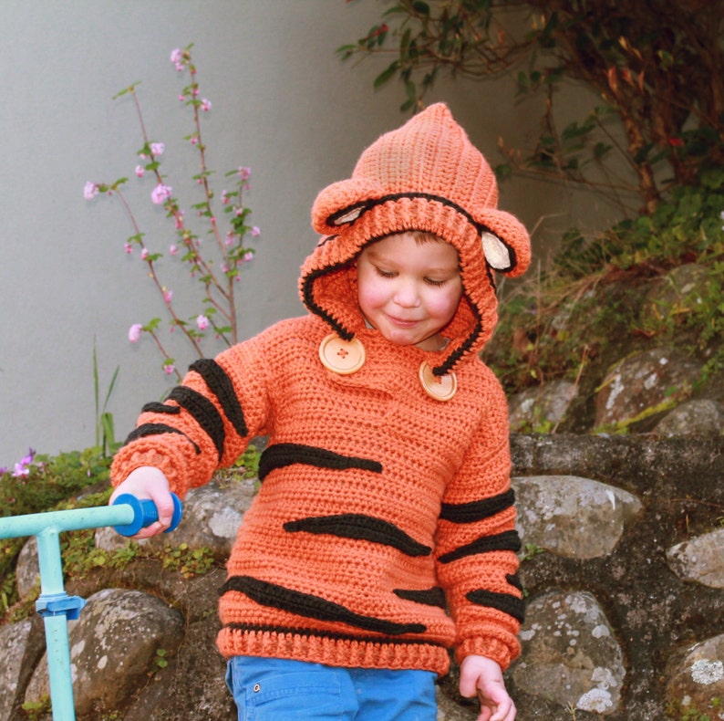 CROCHET PATTERN Tiger Sweater cute boys and girls crochet sweater, Crochet Pattern, Sweater Pattern, Tigga Jersey image 8