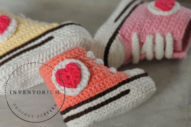 CROCHET PATTERN high top sneaker,  'Old Skool kicks' girls and boys hi top booties 