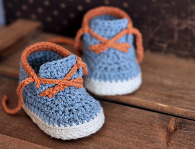 CROCHET PATTERN Boys Crochet Bootie PATTERN boots for baby boys booties Brogue Boot Crochet Pattern, Blue Denim English Language Only image 3
