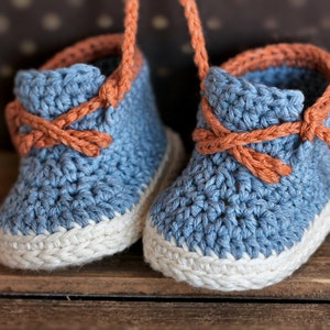 CROCHET PATTERN Boys Crochet Bootie PATTERN boots for baby boys booties Brogue Boot Crochet Pattern, Blue Denim English Language Only image 5