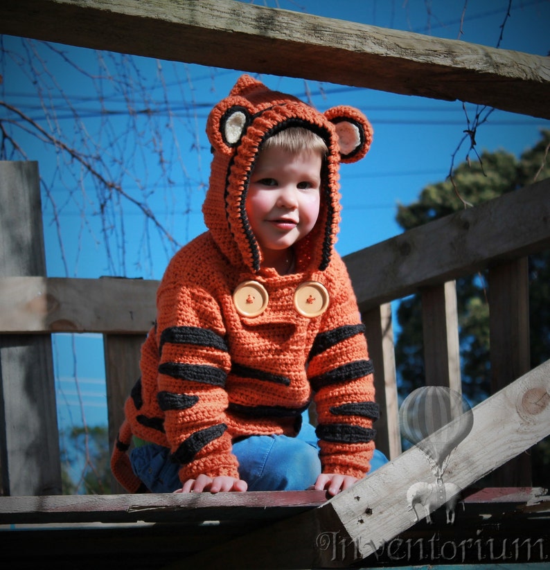 CROCHET PATTERN Tiger Sweater cute boys and girls crochet sweater, Crochet Pattern, Sweater Pattern, Tigga Jersey image 1