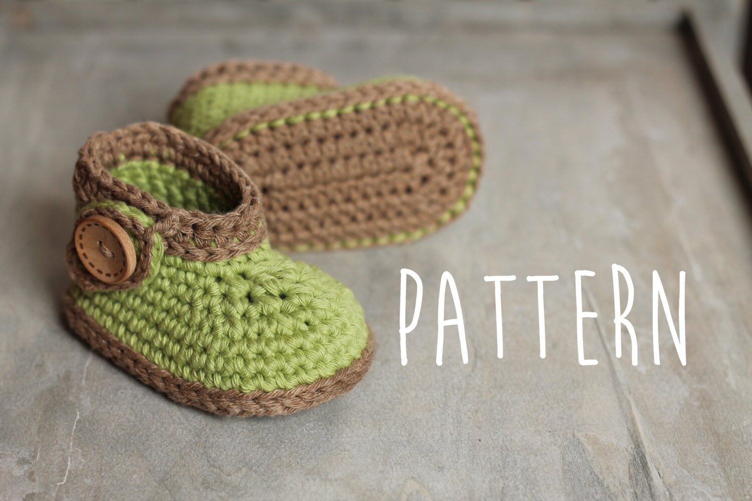 CROCHET PATTERN - "Nature Boot", green leaf, baby crochet boots, pattern for crochet booties