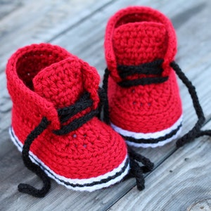 CROCHET PATTERN - Boys "Chase" Street Boot cool Crochet Pattern, Red Crochet Baby Boots, cute street shoes