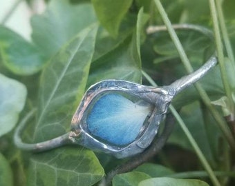 Bracciale con petali di ortensia blu, regali nuziali, gioielli naturali, compleanno floreale