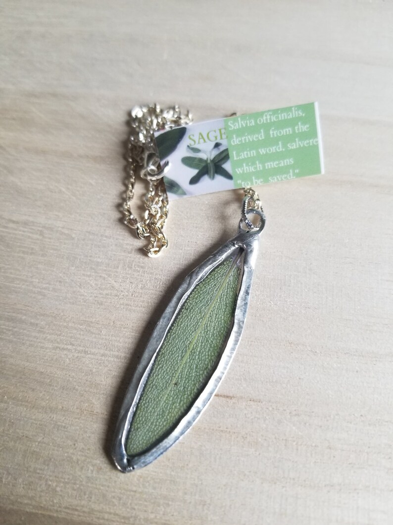 Sage Necklace Pressed Flower Necklace Terrarium Necklace Etsy