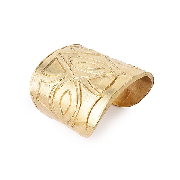 Verklaring manchet, abstracte Brass manchet, geometrische armband, unieke messing manchet, dikke armband, Floral natuurlijke organische vormen, zware armband