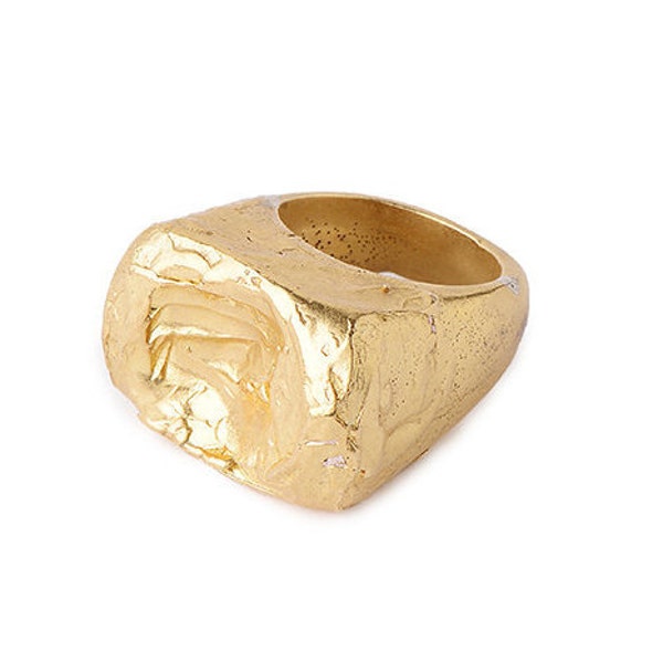 Natural Organic Shaped Brass Ring, Statement Ring, Chunky Ring, Handcrafted Brass Jewelry, Primal Mold, Big Ring, Natural Texture, Unique