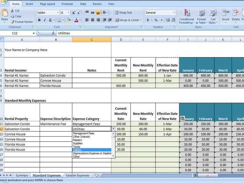 Modèle de suivi des revenus et des dépenses de location de vacances, gestion immobilière à court terme image 3