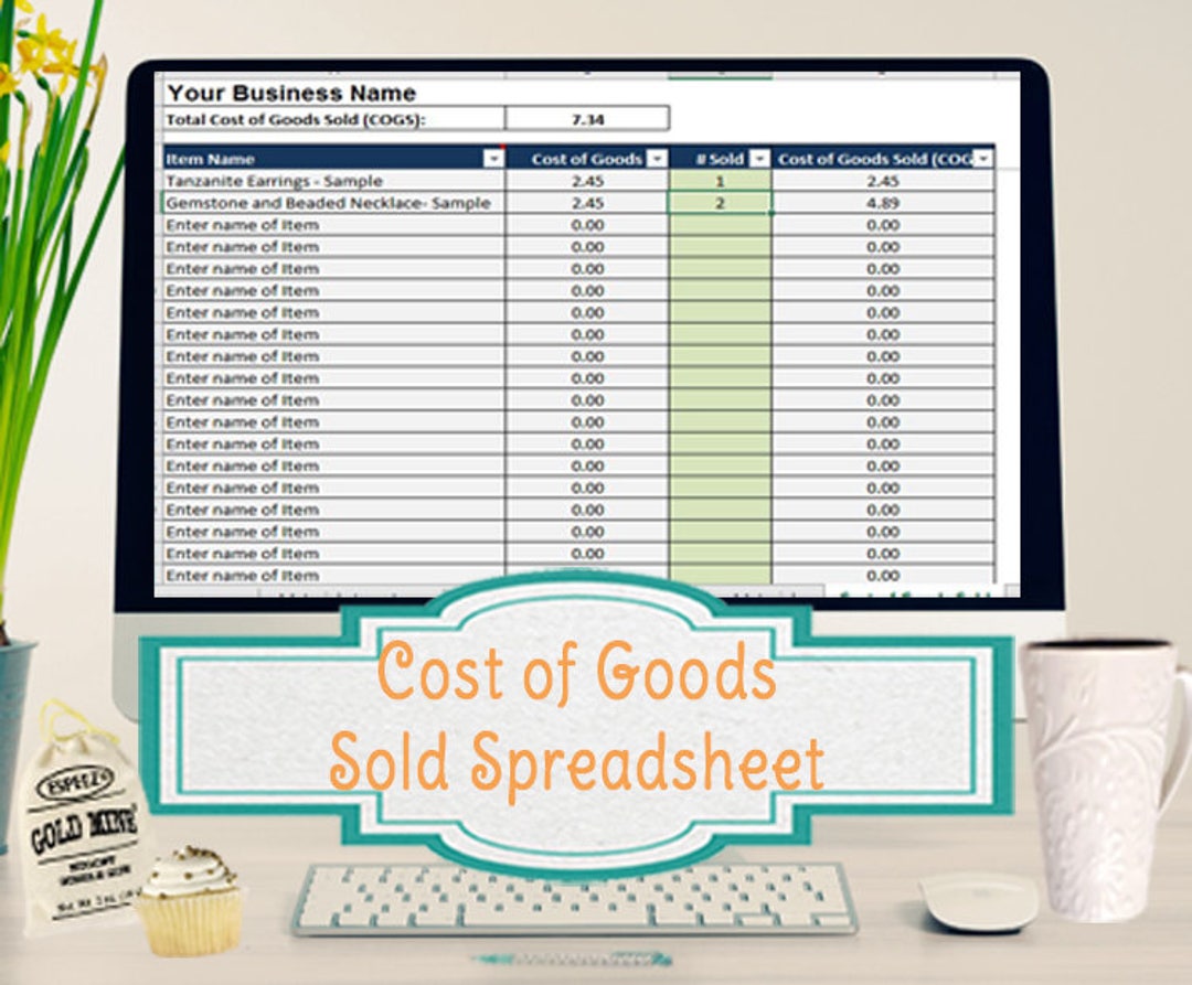 Cost of Goods Sold Spreadsheet, Calculate COGS for Handmade Sellers Etsy Cost of Goods Sold Spreadsheet, Calculate COGS for Handmade Sellers Etsy