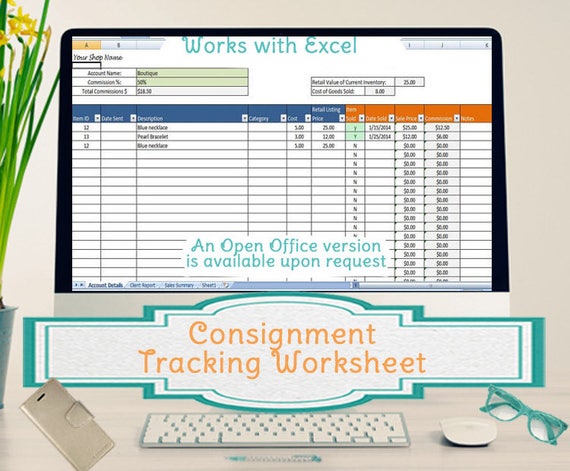 simple consignment tracking worksheet calculates your sales etsy simple sales tracking