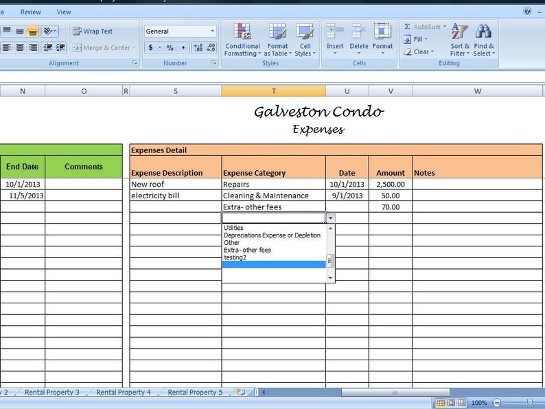 Landlords Spreadsheet Template, Rent and Expenses Spreadsheet, Short Term Rentals 5-80 Property Template image 3