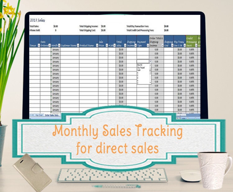 Sales Template, Monthly Sales Tracking Template, Direct Sales Planner