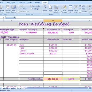 Wedding Planning Worksheet by Wedding Categories | Etsy