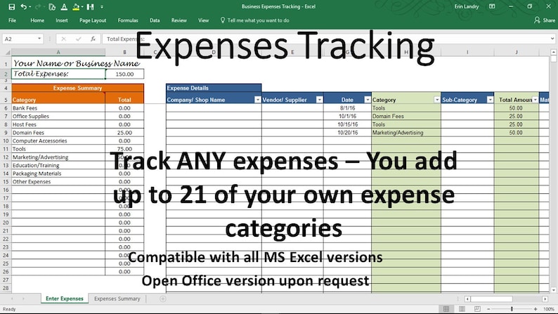 Expense Tracker, Business Expense Tracking, Overhead Expense Categories image 2