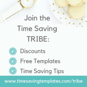 Puede incluir: &Uacute;nete a la tribu Time Saving: Descuentos, Plantillas gratuitas, Consejos para ahorrar tiempo. www.timesavingtemplates.com/tribe