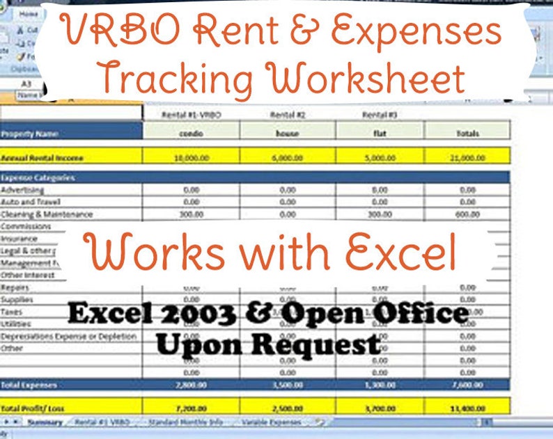 Vacation Rental and Expense Tracking Template Short Etsy