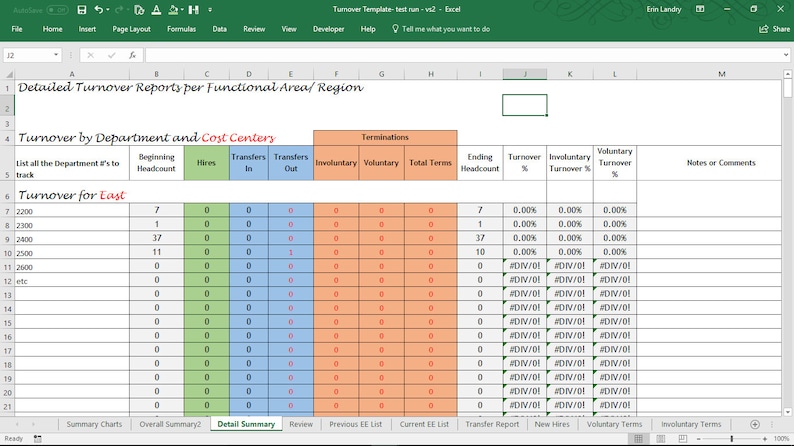 Turnover Analysis Report Excel Template, Employee Turnover Spreadsheet image 2