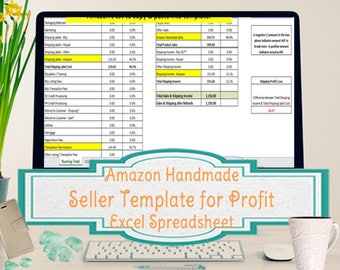 Handmade at Amazon Seller Template, Amazon Profit Excel Spreadsheet, Sales and Profit calculations excel