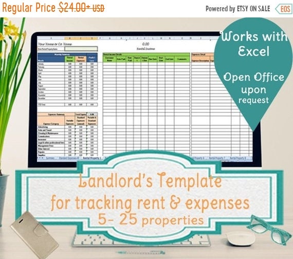 landlords spreadsheet template rent and expenses spreadsheet etsy