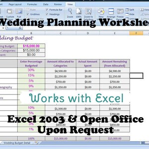 Wedding Planning Worksheet by Wedding Categories | Etsy