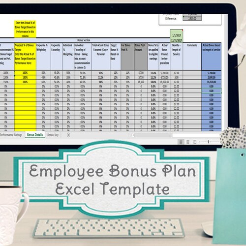 Employee Bonus Excel Template Incentive Plan Calculation Etsy