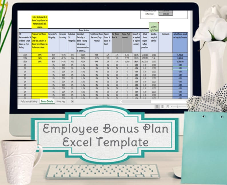 Employee Bonus Excel Template Incentive Plan Calculation Etsy