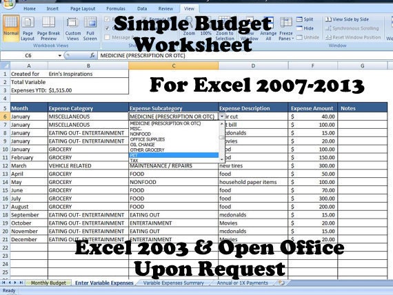 Simple Budget Worksheet, Editable for Your Budget Binder and Organizer ...