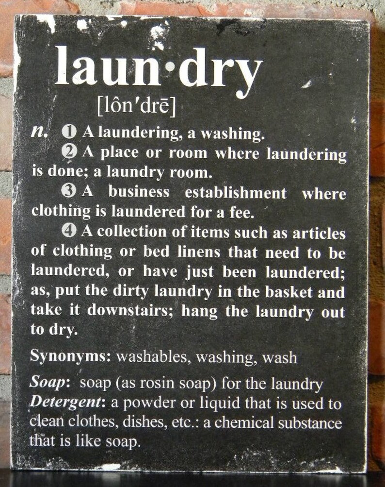 ster's definition of 'LAUNDRY' typographic wall Etsy