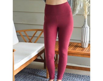 Leggings en coton bio pour femme, leggings de yoga taille haute, leggings d'entraînement pour vêtements de sport, extensible et doux, teint écologiquement durable