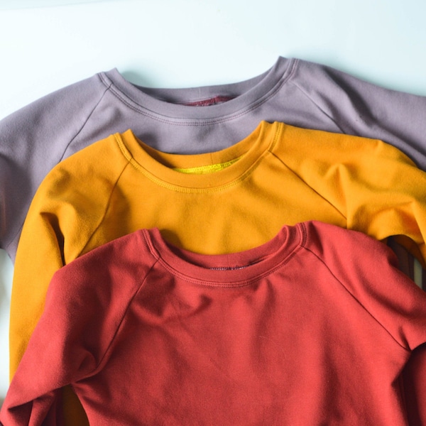 Kinder BIO-Baumwoll-Sweatshirt, warmes French Terry Eco-Dyed Passende Tops, Mädchen Jungen Minimalist nachhaltige Pullover, Kid Style Favorit