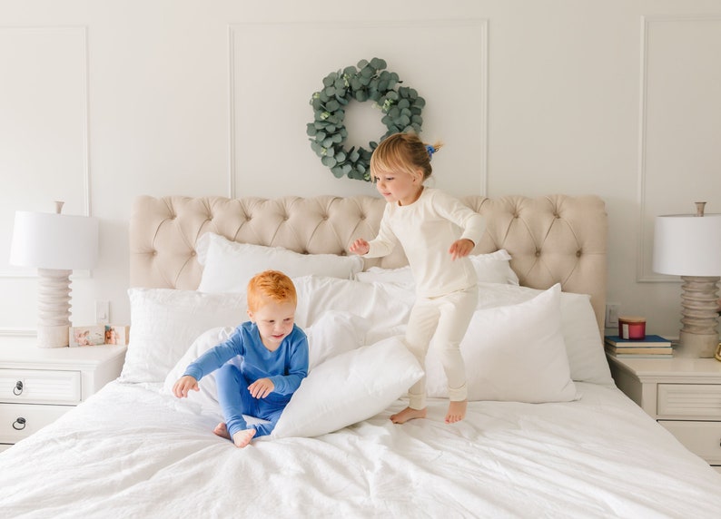 Organic Cotton Kids Pajamas, Unisex Matching PJs, Matching Family Lounge Set, Sibling Toddler Boy Girl Soft Pajama Set, Eco Made in Michigan image 4