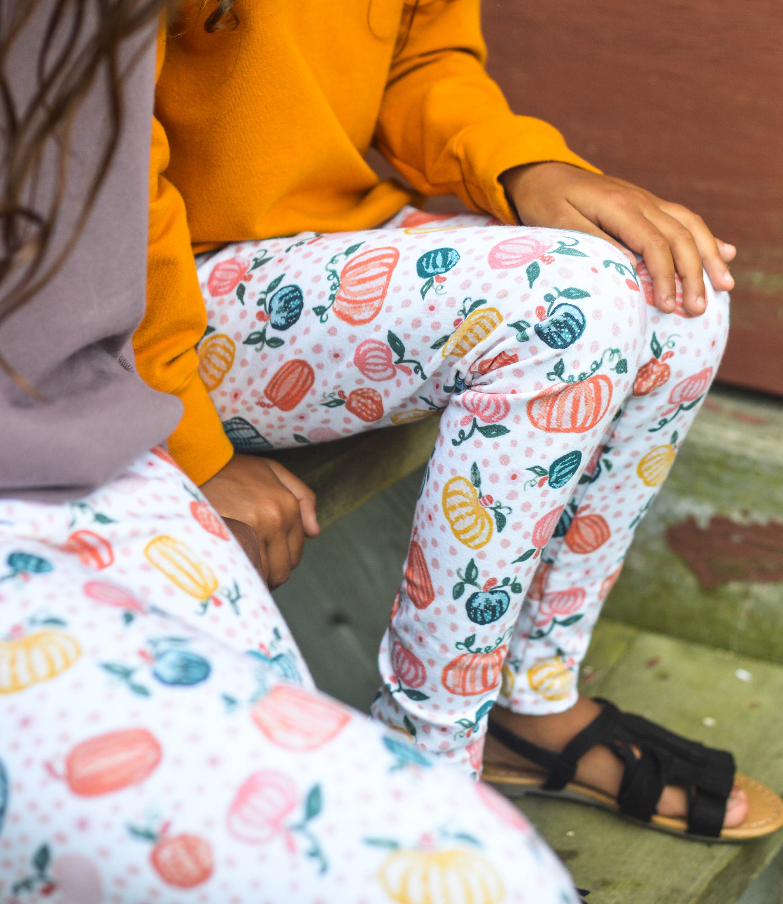 Watercolor Pumpkin Leggings, Eco-Dyed Cotton Spandex, Baby Toddler
