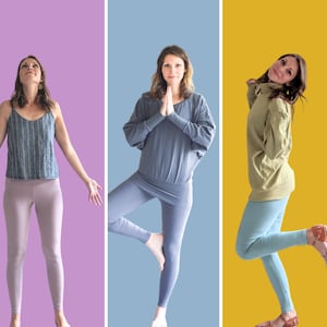 Organic Cotton High Waist Leggings, Women&#39;s Eco Dyed Yoga Leggings, Solid Soft Stretchy XS to 2X, Hygge Sustainable Clothing, Michigan USA
