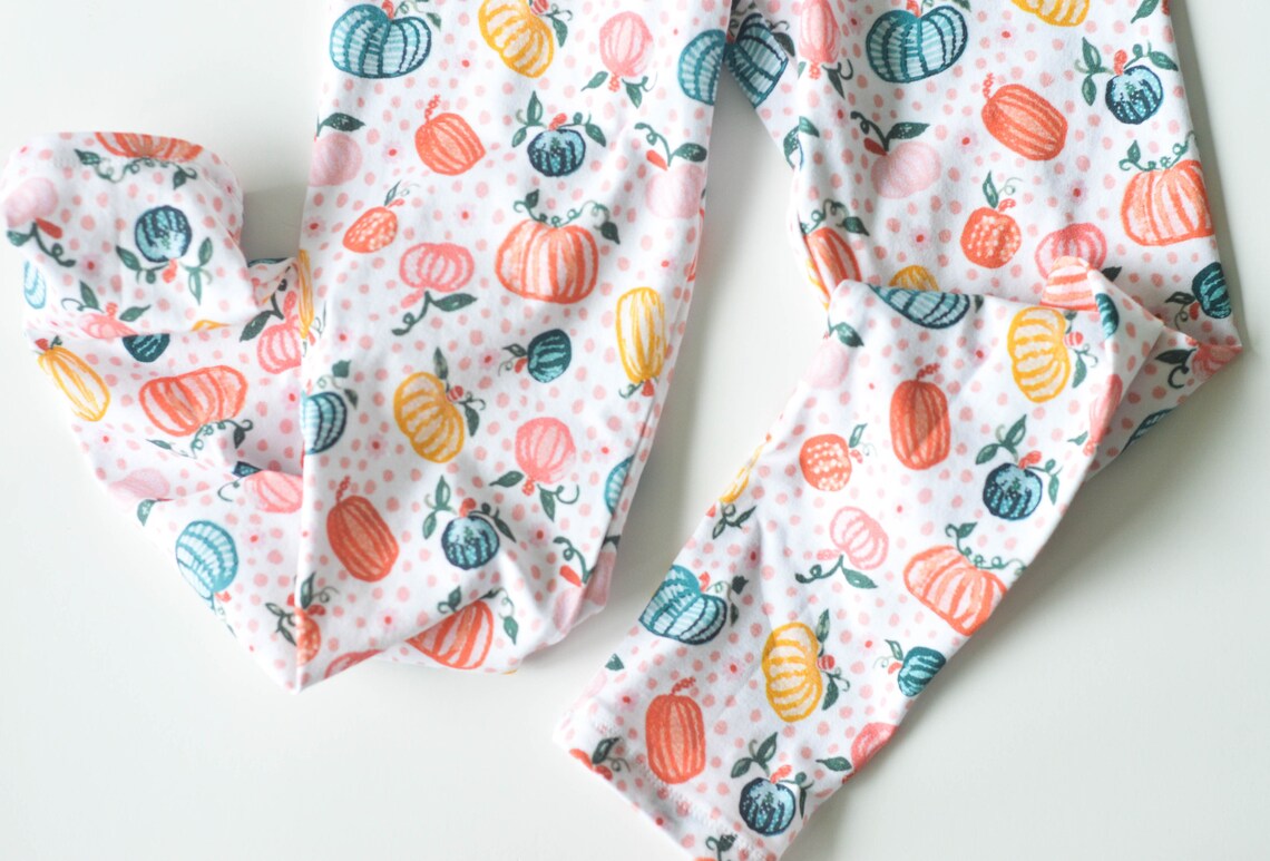 Girls Pumpkin Leggings Ecodyed Colorful Little Pumpkin Baby Etsy