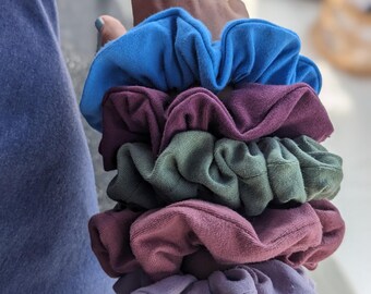 5 Pack Organic Cotton Scrunchies, Earth Tone Hair Ties