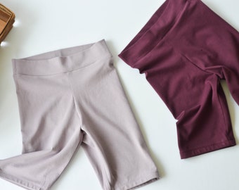 Organic Cotton Girls Bike Shorts, Knit Waistband, Summer Clothes