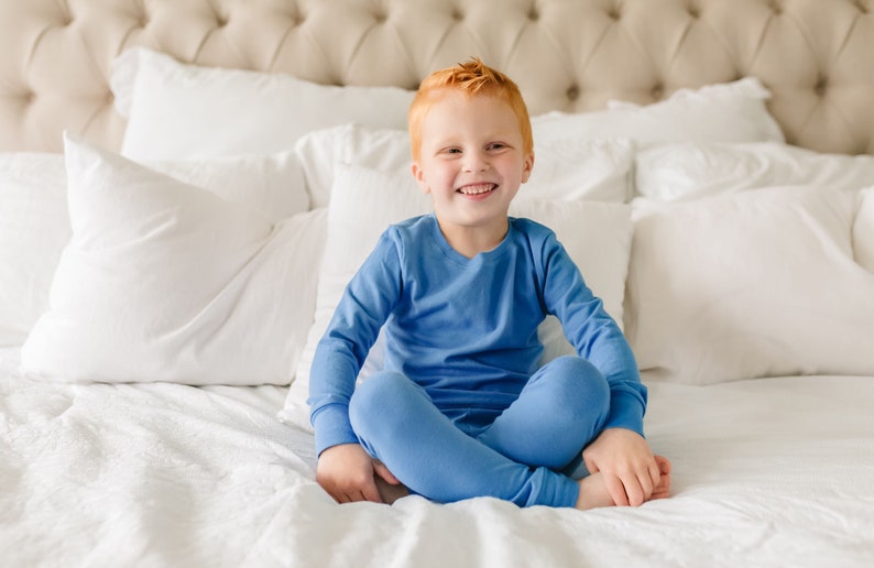 Organic Cotton Kids Pajamas, Unisex Matching PJs, Matching Family Lounge Set, Sibling Toddler Boy Girl Soft Pajama Set, Eco Made in Michigan image 5