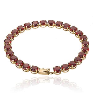 VINTAGE Garnet Tennis bracelet in 14K Yellow Gold