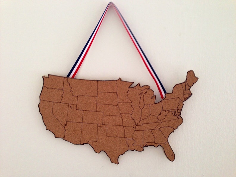 United States Corkboard Map USA Cork Map Pin Board Gifts for  Etsy