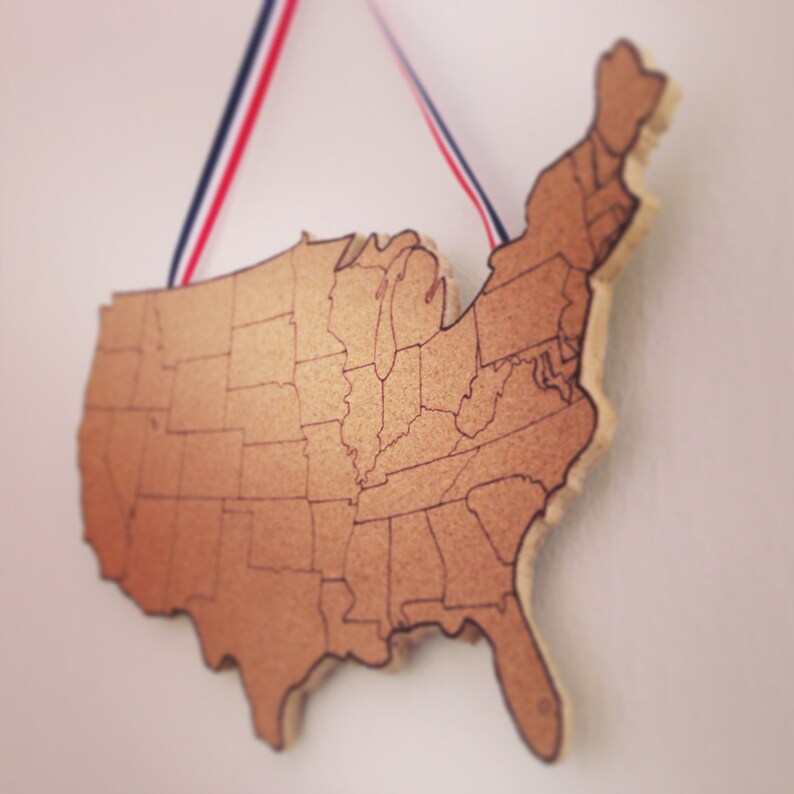 United States Corkboard Map USA Cork Map Pin Board Gifts for Etsy
