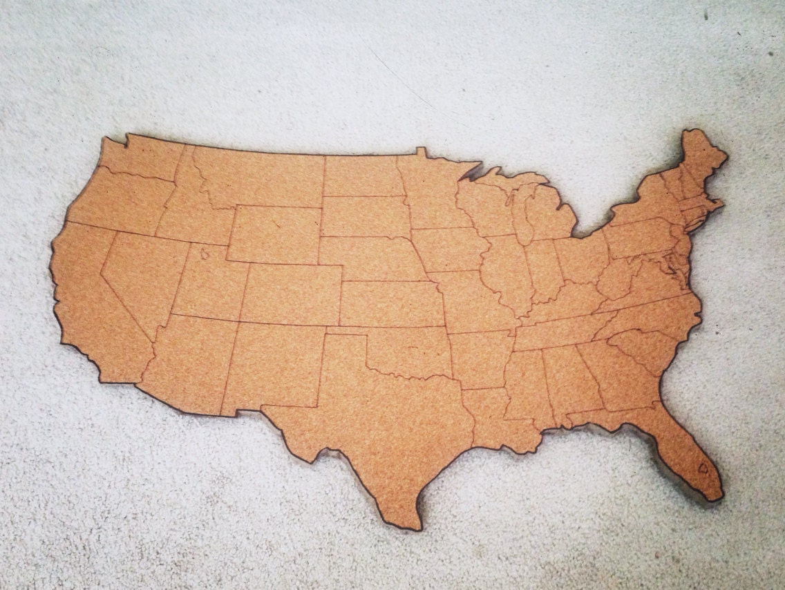 Large United States Corkboard Map USA Cork Map Pin Board Gifts  Etsy