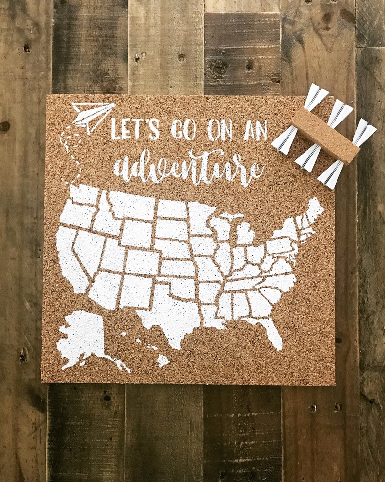 United States Corkboard Map USA Cork Map Pin Board Gifts for  Etsy