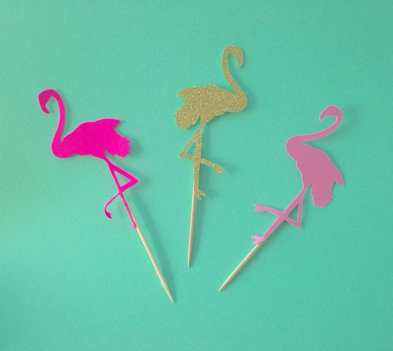 Flamingo cupcake toppers set of 12 Flamingo Party Party | Etsy