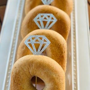 Diamond Donut toppers,(12 per Order) Bridal Shower Decoration,Bachelorette Party Decorations,Bridal Shower,wedding, diamond cupcake topper