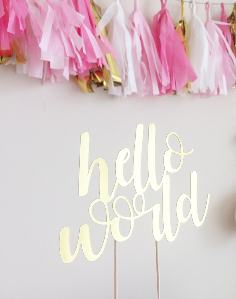 Unisex Baby Shower Decorations Hello World Cake Topper Etsy