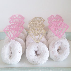 Diamond Donut toppers,(12 per Order) Bridal Shower Decoration,Bachelorette Party Decorations,Bridal Shower,wedding, diamond cupcake topper