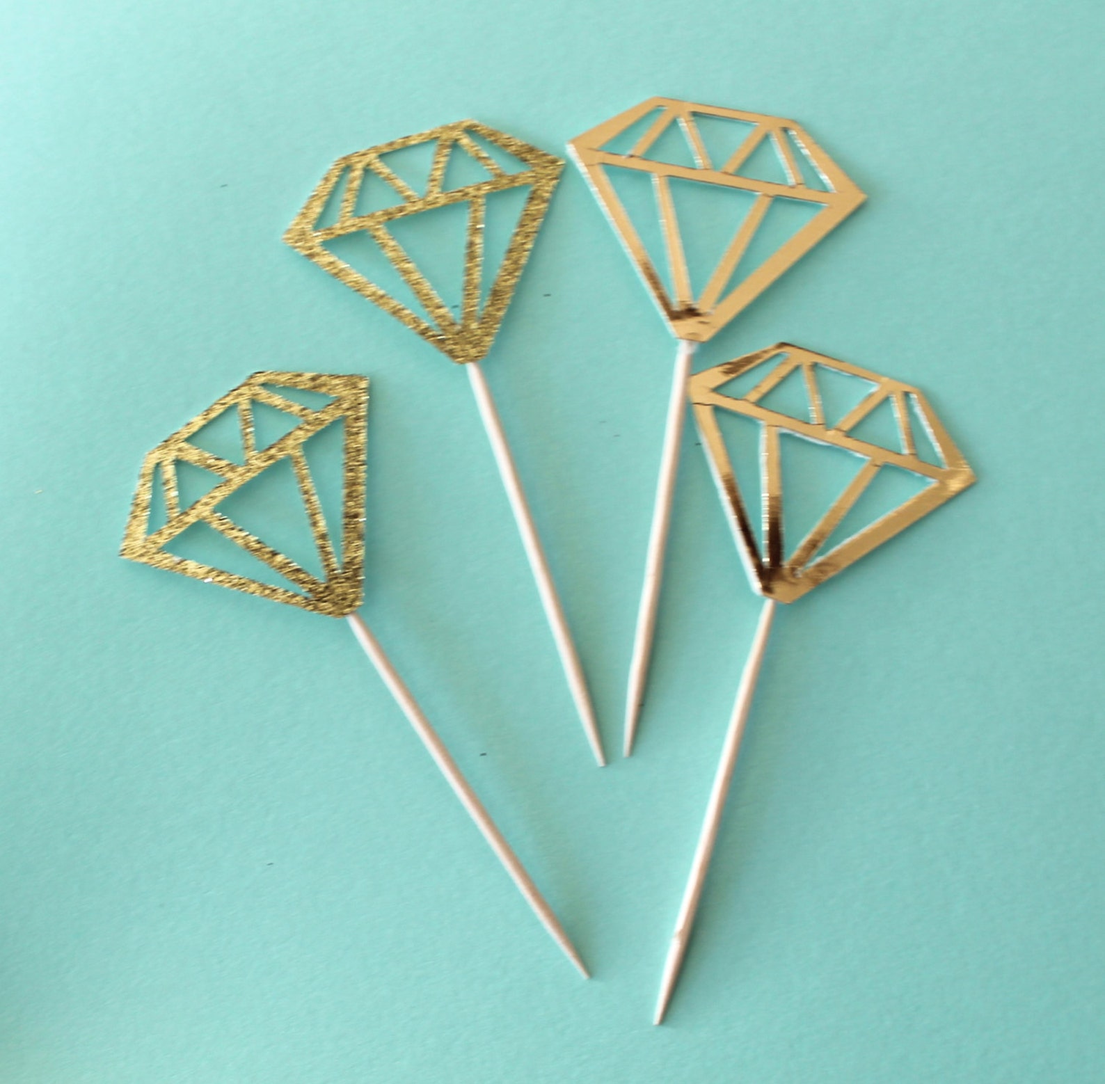 DIAMOND CUPCAKE TOPPERS 12 per Order Bridal Shower Etsy