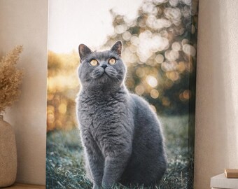Custom Pet Portrait Canvas from Photo – Cotton Wall Art of Your Dog or Cat, Stretched on Wood Frame, Ready to Hang Gift for Pet Lovers