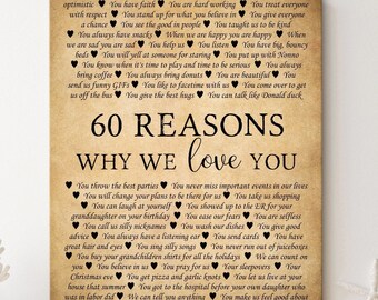 Personalized 60th Birthday Canvas Print, Your Custom Quotes Art Print