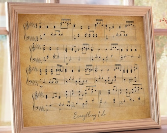 Personalized Song Notes Printed on Canvas, Personalized Anniversary Gift, Couples Gift, 1st Anniversary Gift, Mother's day gifts, Music Art